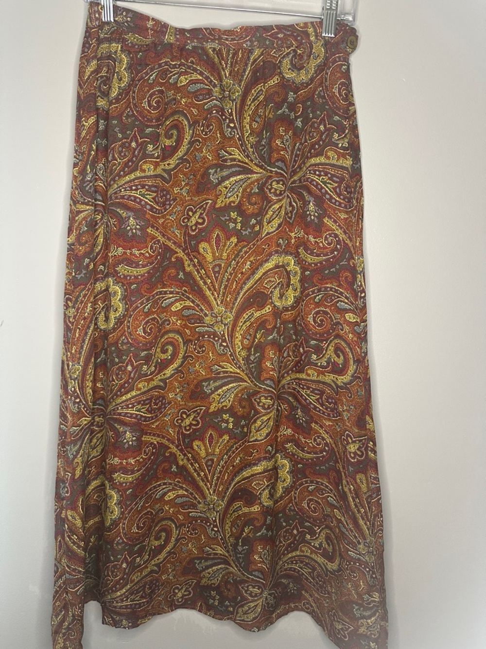 Vintage Paisley Maxi Skirt Size 8M 100% Silk Boho Cottagecore Western old money